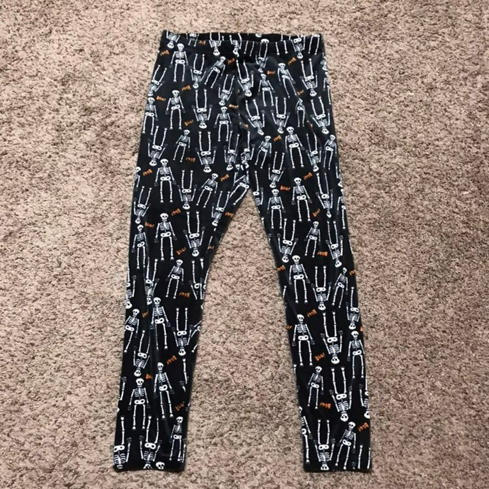 Halloween girls skeleton/boo fleece leggings XL 15-17